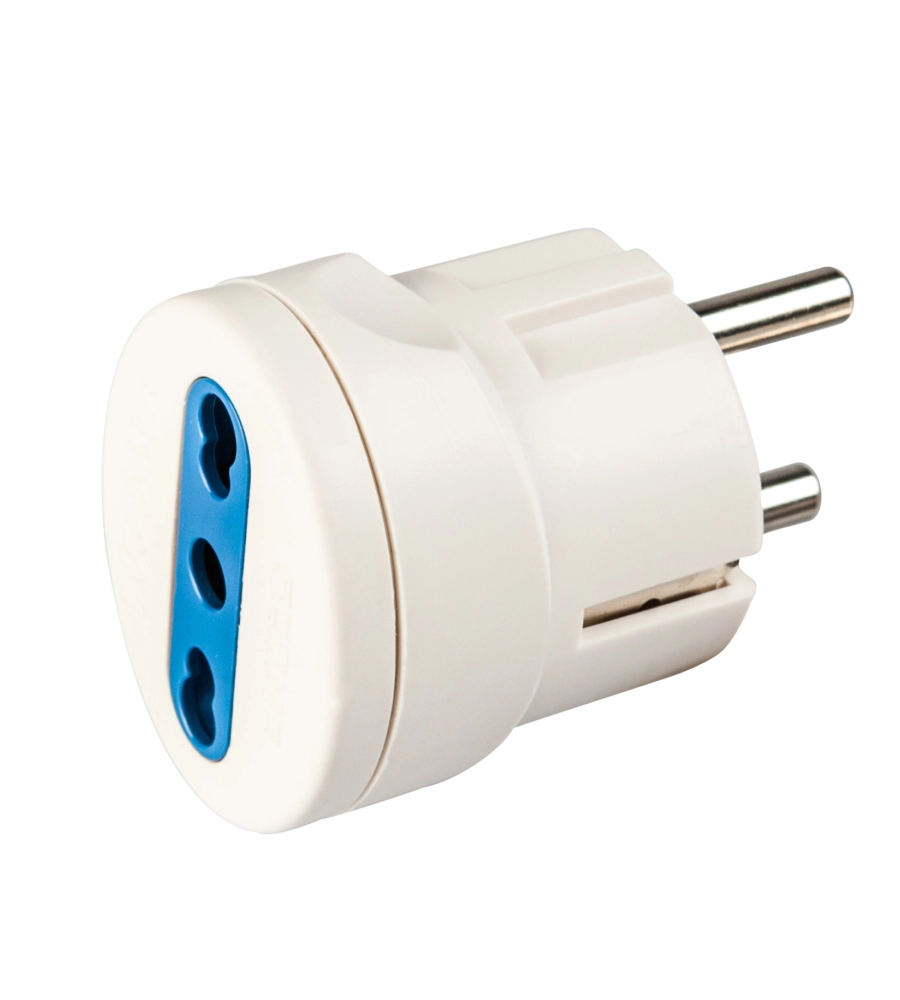 POLY POOL - ADATTATORE SPINA 16 A (STANDARD FRANCO / TEDESCO) E PRESA BIVALENTE BIANCO