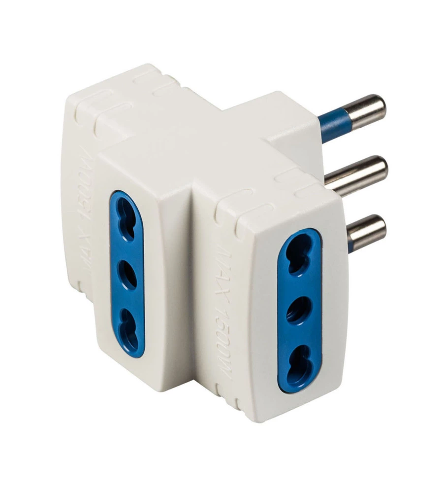 POLY POOL - ADATTATORE MULTIPLO SPINA 16 A E 3 PRESE BIVALENTI BIANCO