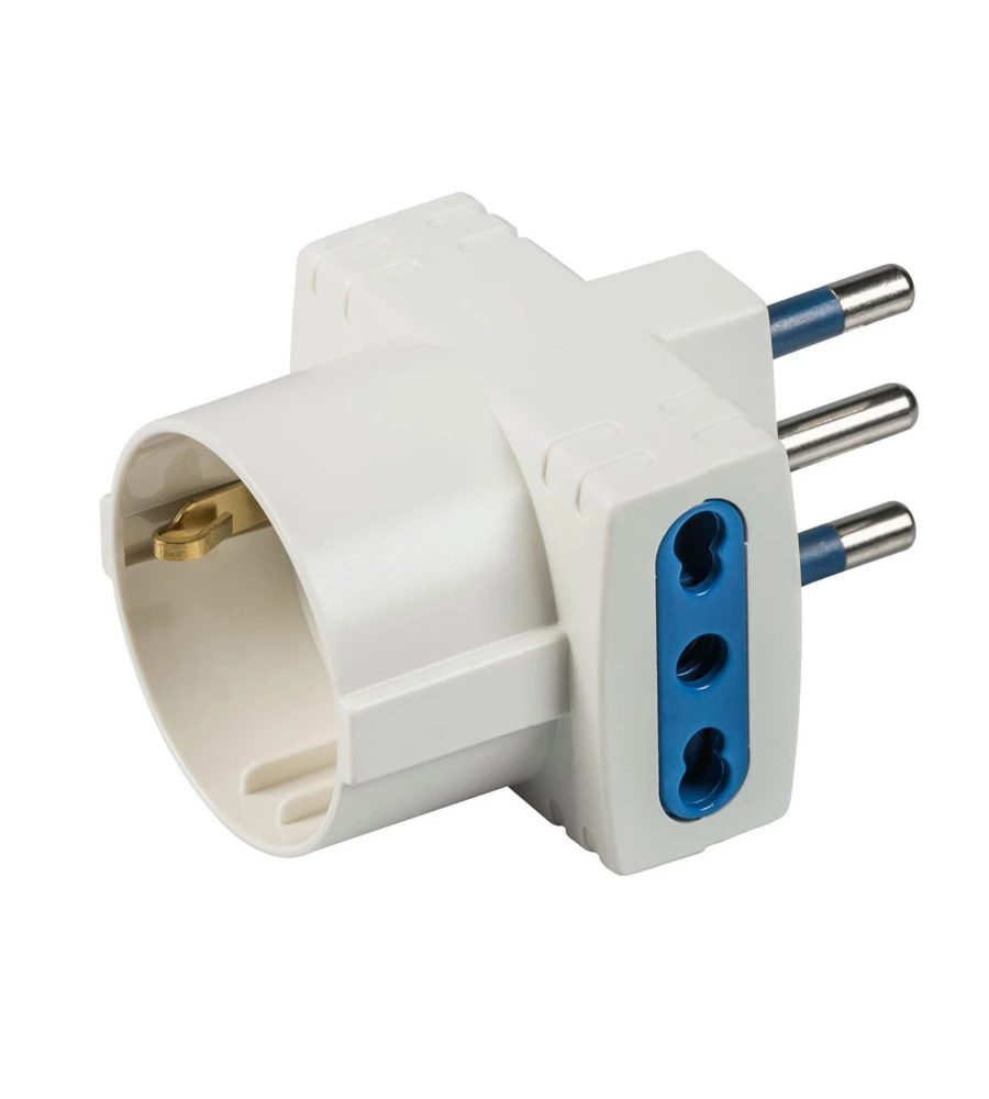 POLY POOL - ADATTATORE SPINA 16 A E 2 PRESE BIVALENTI E 1 PRESA STANDARD TEDESCO BIANCO