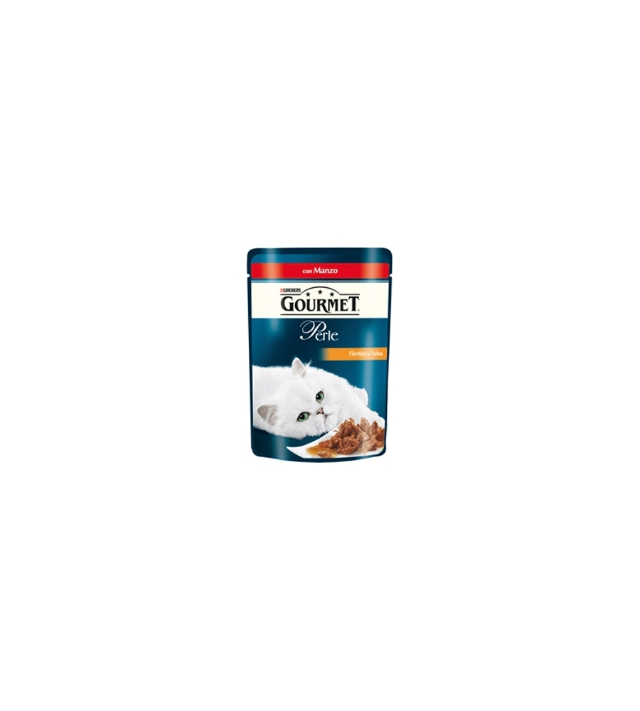 GOURMET PERLE - ALIMENTO UMIDO PER GATTO, FILETTINI IN SALSA CON MANZO.