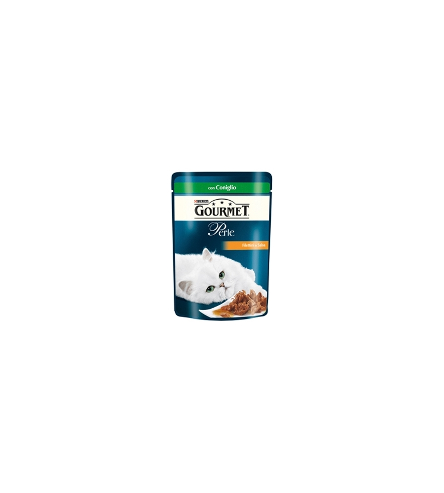 GOURMET PERLE - ALIMENTO UMIDO PER GATTO, FILETTINI IN SALSA CON CONIGLIO.