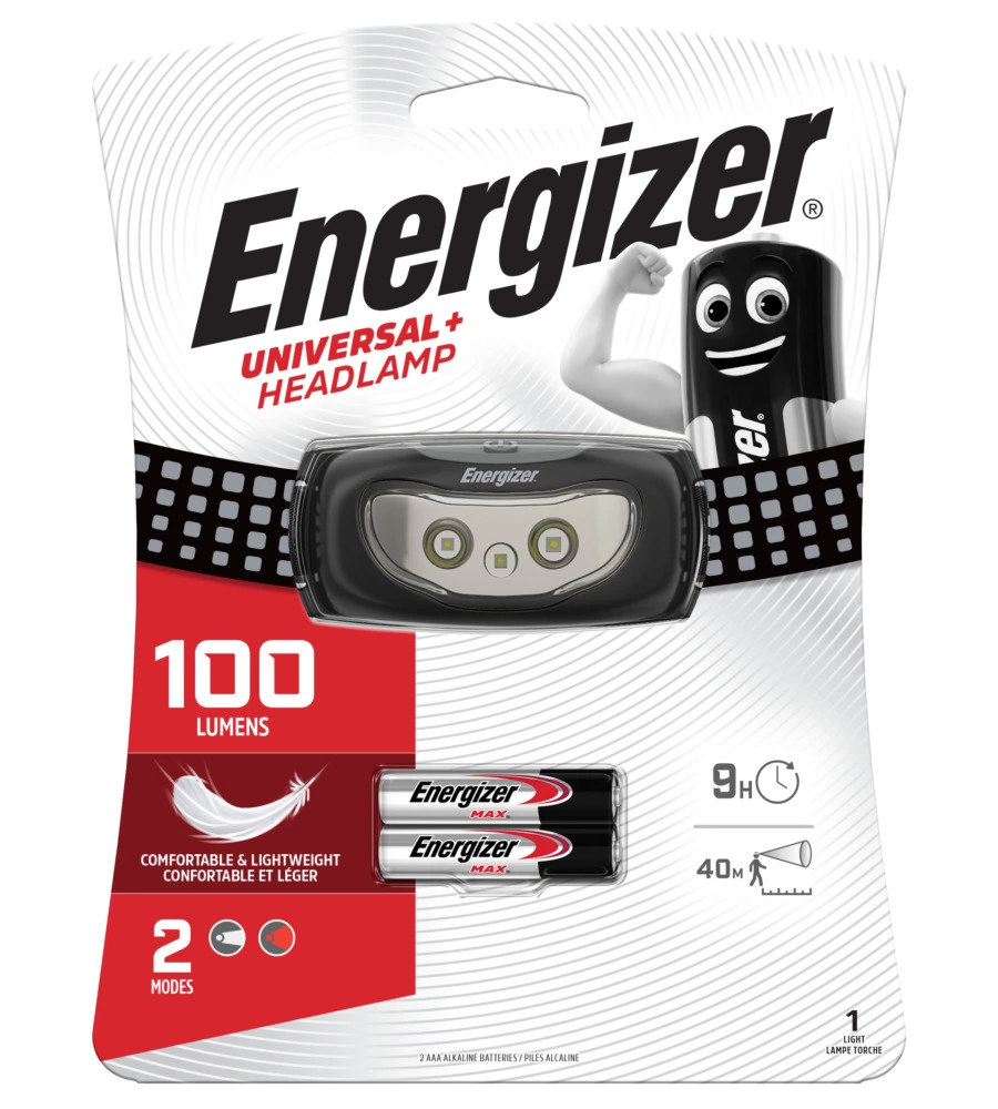 TORCIA FRONTARE ENERGIZER "UNIVERSAL + HEADLAMP" 100 LUMENS 2AAA