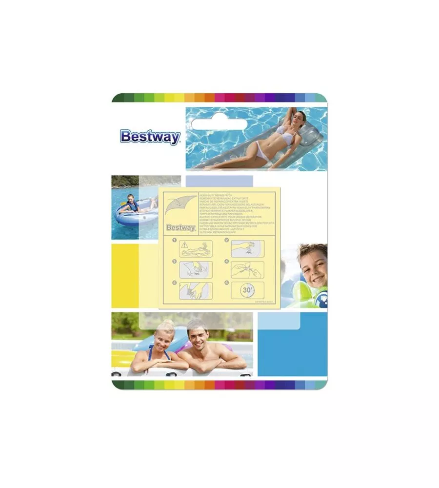 10 PEZZI TOPPA DI RIPARAZIONE PER PISCINA FUORI TERRA BESTWAY 6,35X6,35 CM - COD. 62068