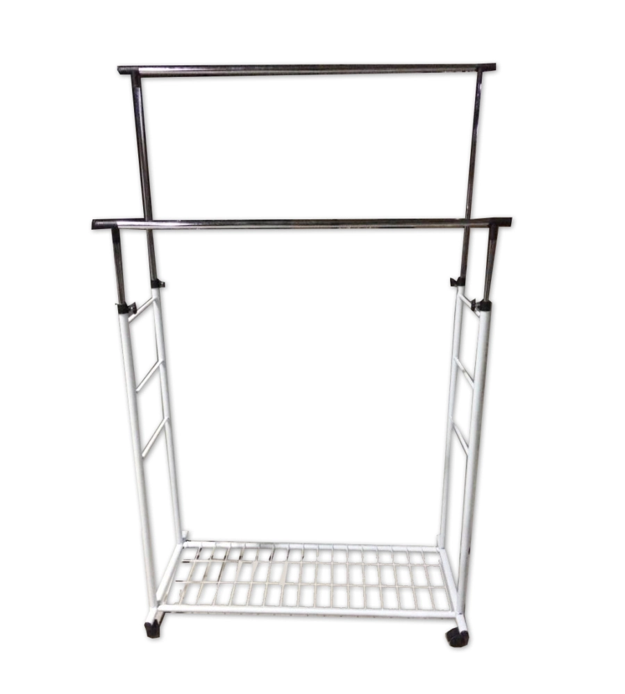 STENDER APPENDIABITI DOPPIO ESTENSIBILE BELLAHOME CON RUOTE IN METALLO BIANCO 45X90X104/170 CM