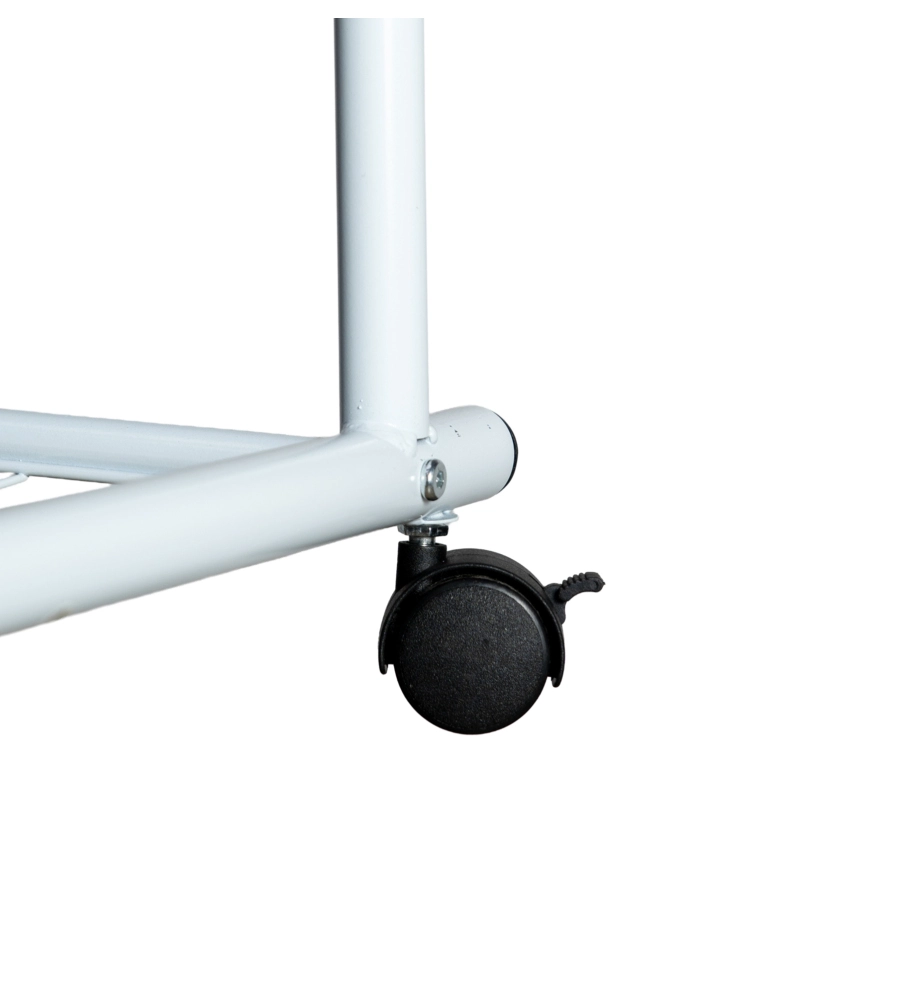 STENDER APPENDIABITI DOPPIO ESTENSIBILE BELLAHOME CON RUOTE IN METALLO BIANCO 45X90X104/170 CM