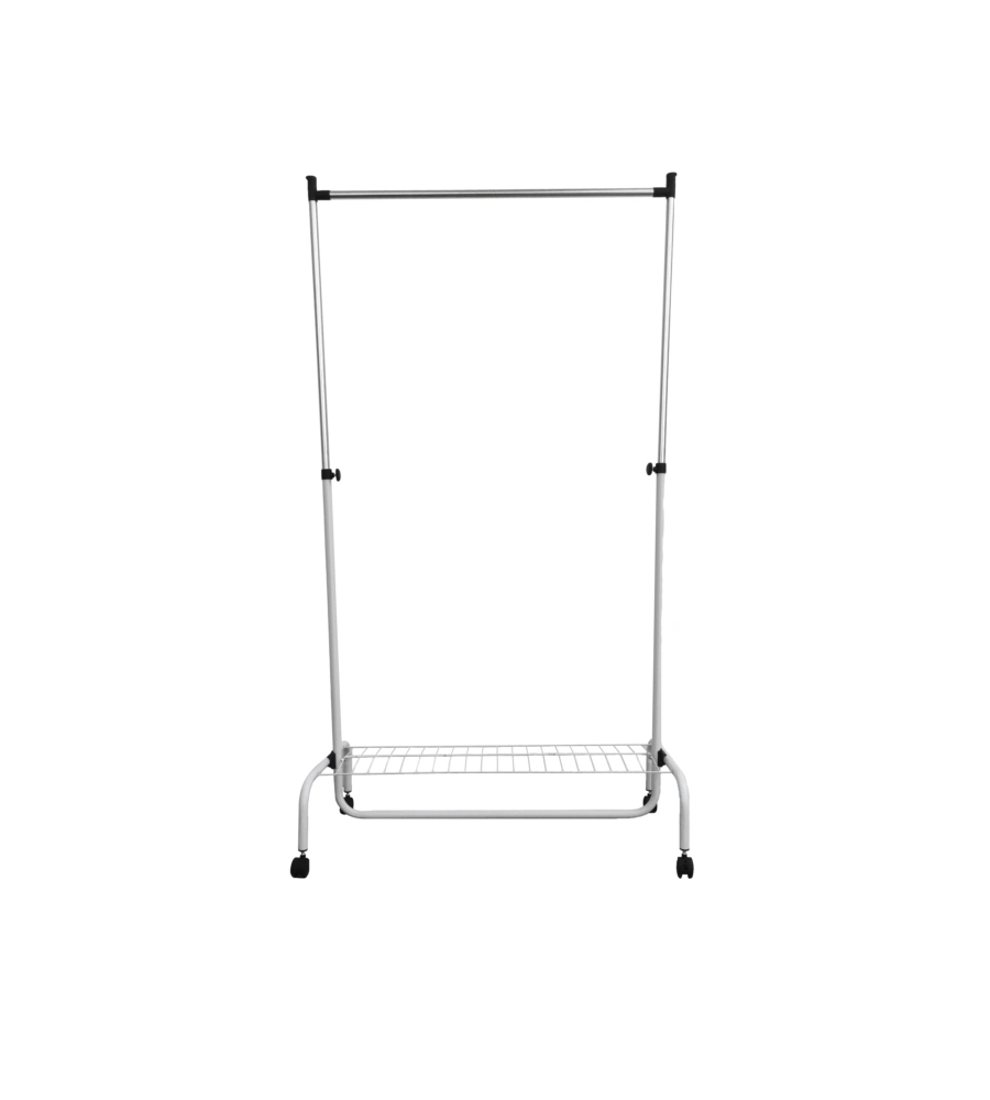 STENDER APPENDIABITI SINGOLO ESTENSIBILE BELLAHOME CON RUOTE IN METALLO BIANCO 90X45X102/172 CM