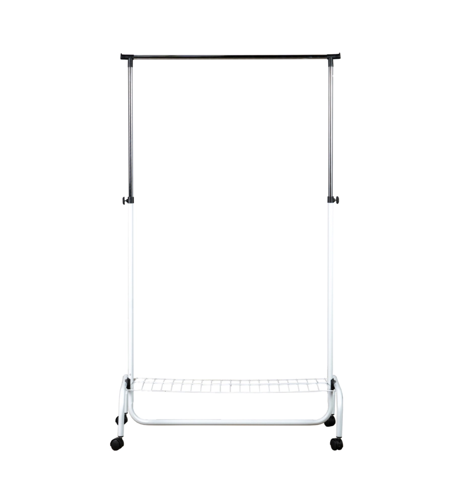 STENDER APPENDIABITI SINGOLO ESTENSIBILE BELLAHOME CON RUOTE IN METALLO BIANCO 90X45X102/172 CM