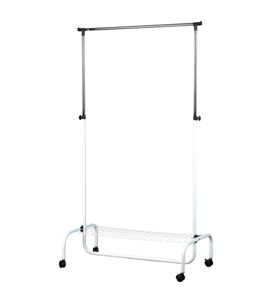 STENDER APPENDIABITI SINGOLO ESTENSIBILE BELLAHOME CON RUOTE IN METALLO BIANCO 90X45X102/172 CM