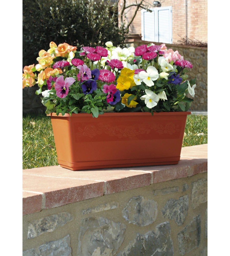 FIORIERA BALCONELLA CM 40 C/SOTTOVASO TERRACOTTA