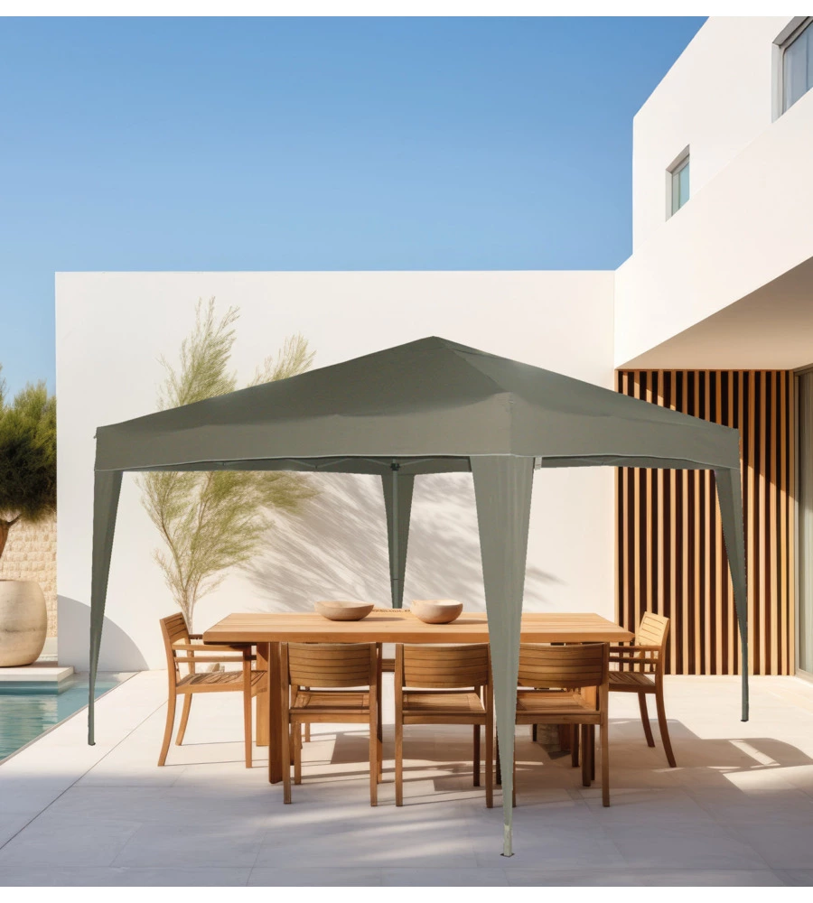 GAZEBO DA ESTERNO PIEGHEVOLE EUROGARDEN IN ACCIAIO GRIGIO 3X3 M