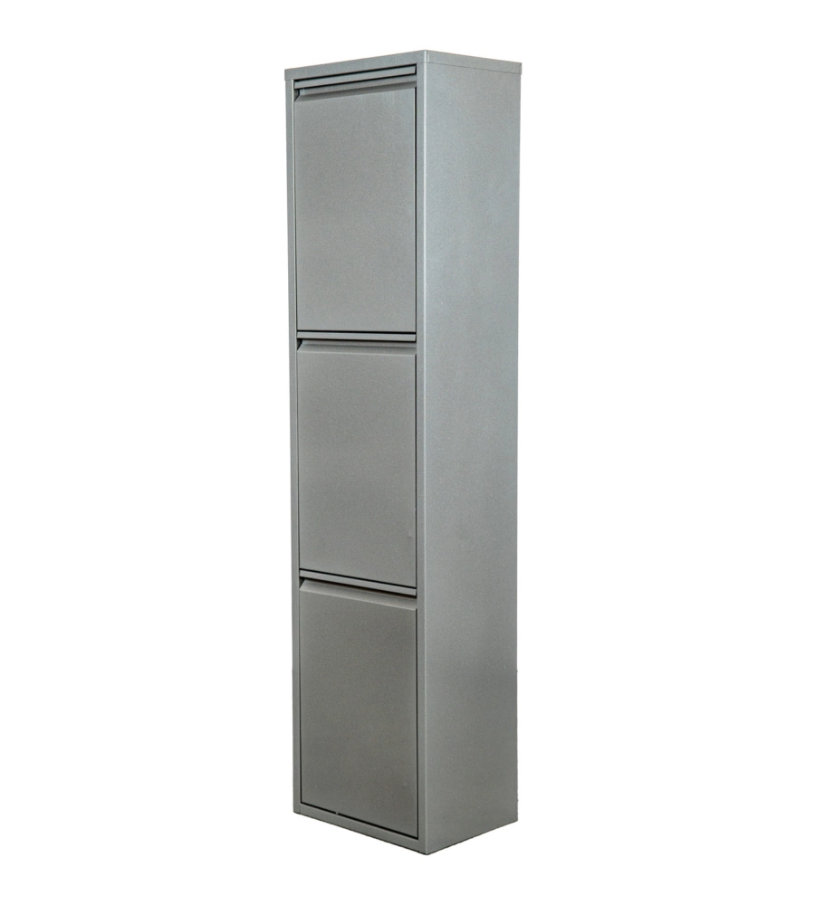 MOBILECO 3 SECCHI 18 LITRI ACCIAIO GRIGIO, 34X25X136 CM