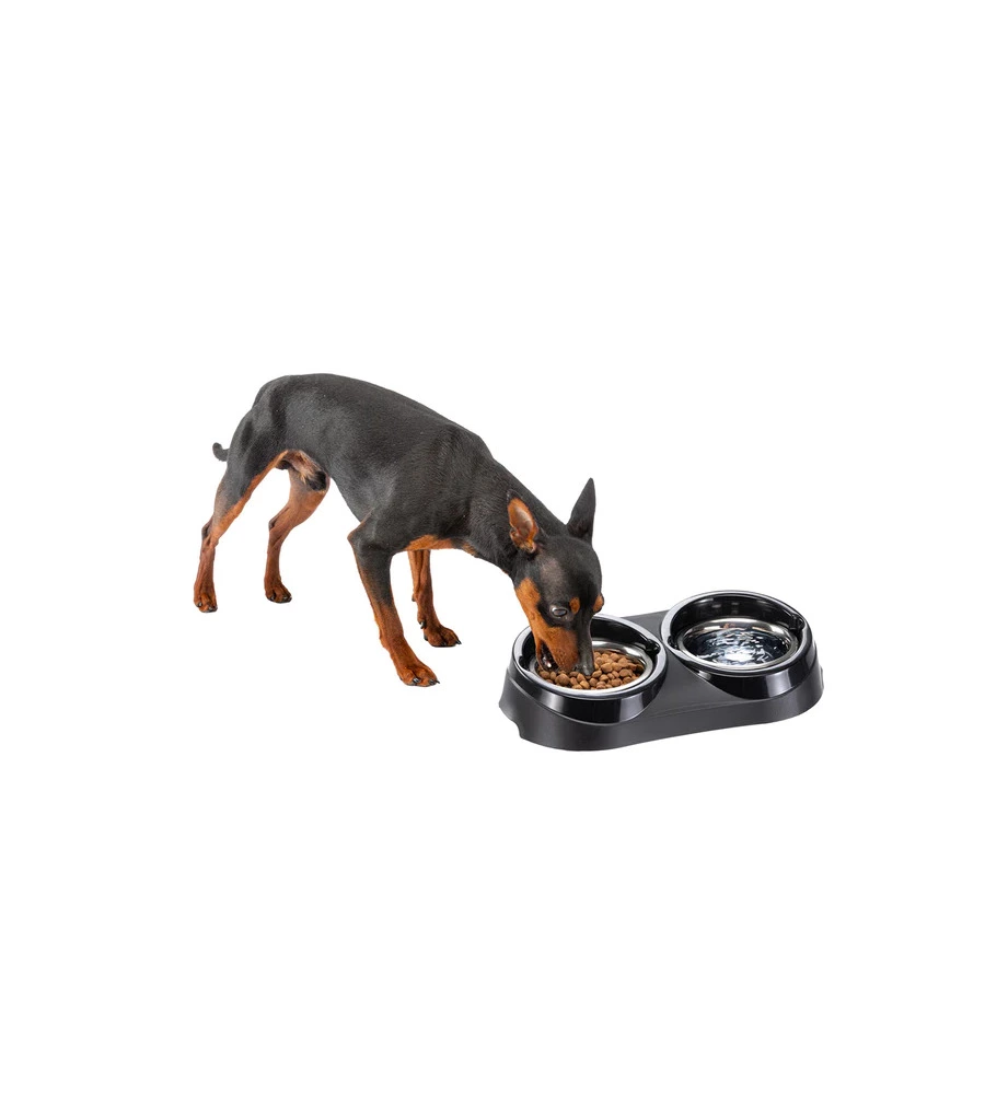 PORTACIOTOLE E CIOTOLE PER CANI E GATTI "DUO FEED 01", 38,5X20X9 CM - FERPLAST
