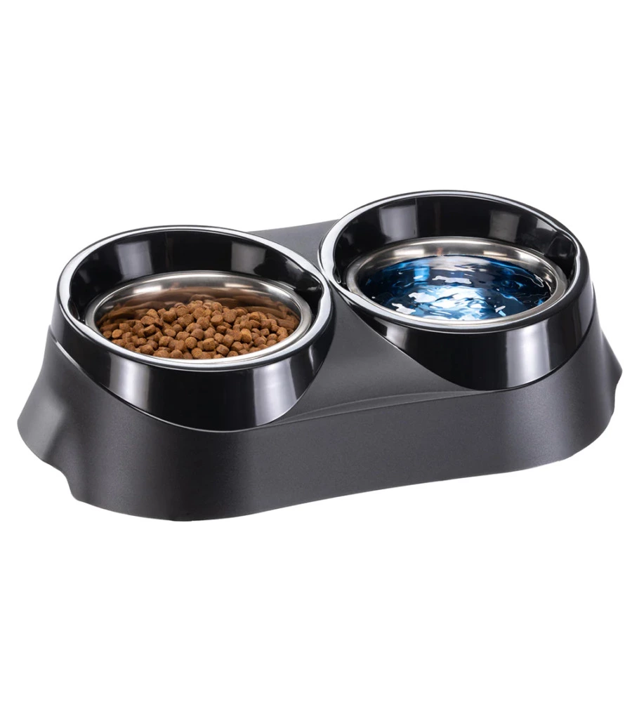 PORTACIOTOLE E CIOTOLE PER CANI E GATTI "DUO FEED 01", 38,5X20X9 CM - FERPLAST
