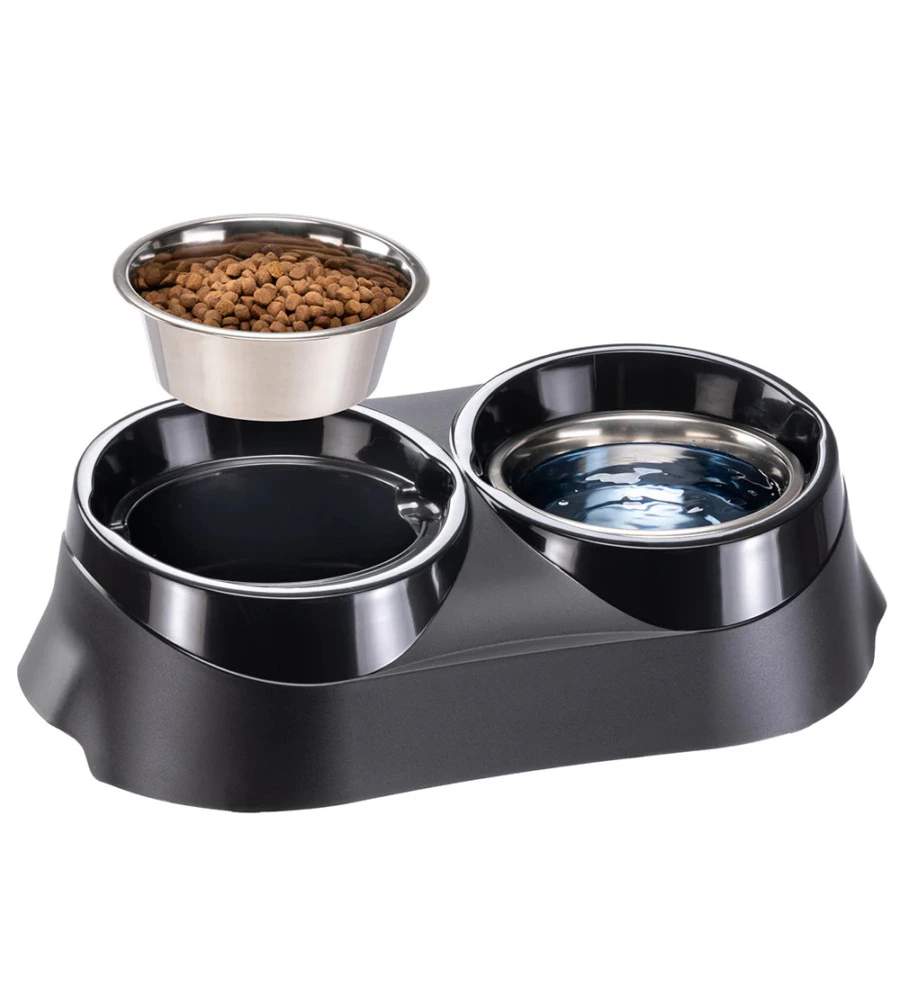 PORTACIOTOLE E CIOTOLE PER CANI E GATTI "DUO FEED 01", 38,5X20X9 CM - FERPLAST
