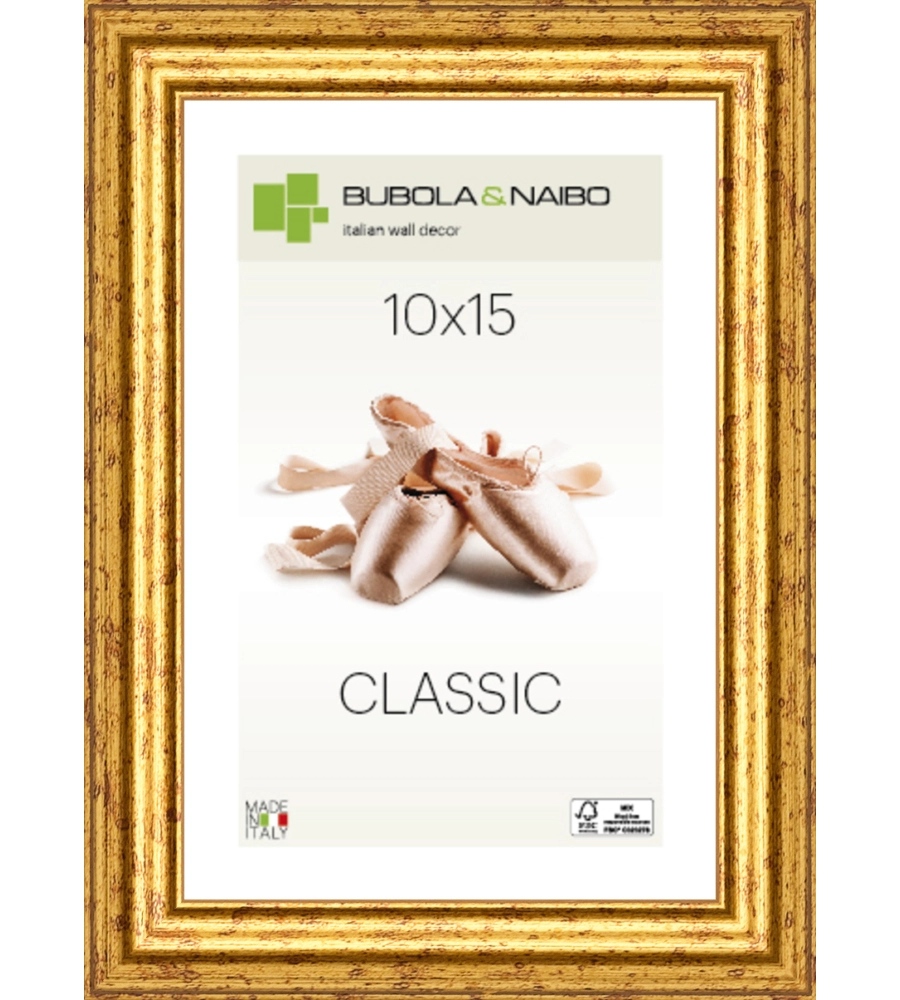 CORNICE IN LEGNO COLORE ORO "CLAUDIA" - 10 x 15 CM