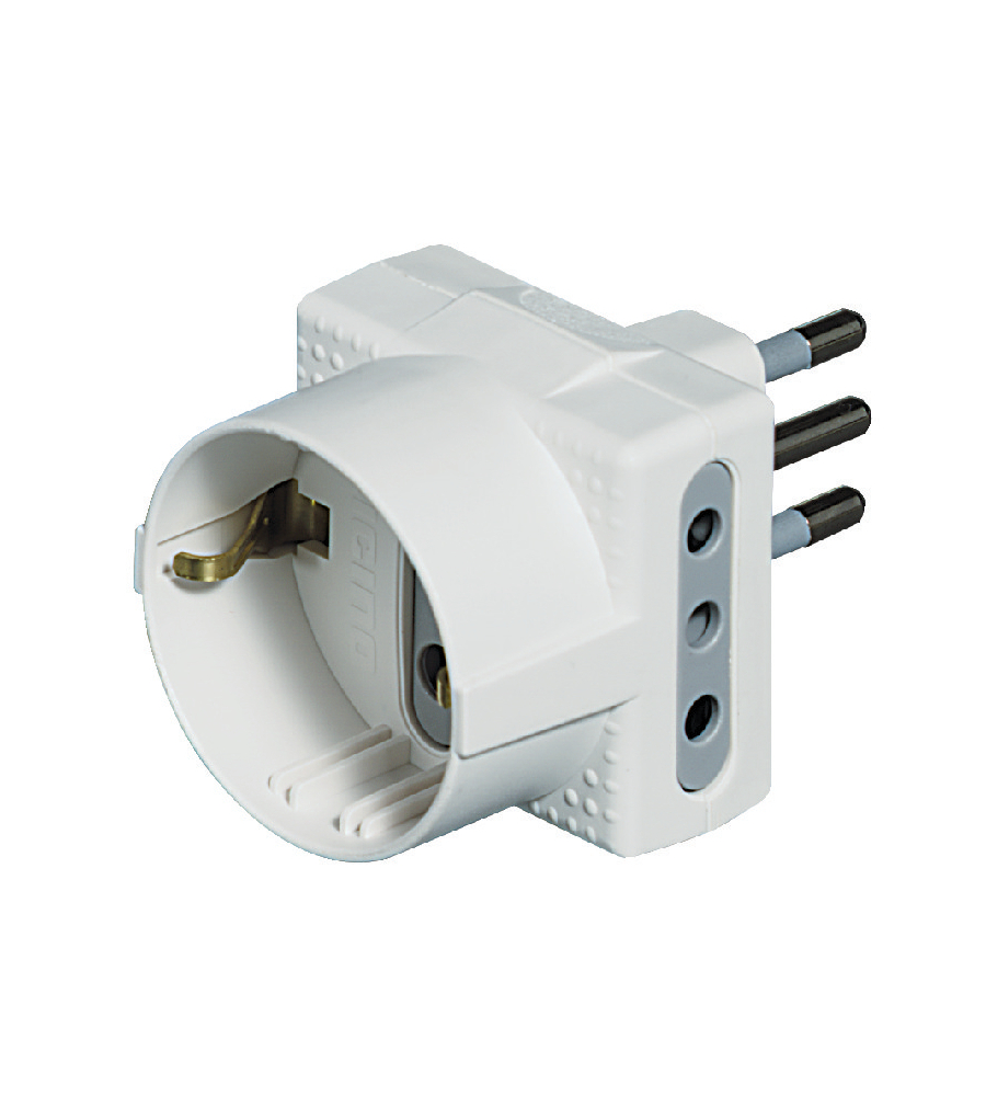 ADATTATORE TRIS 1 SCHUKO 2 PRES. 10A BIANCO - BTICINO.