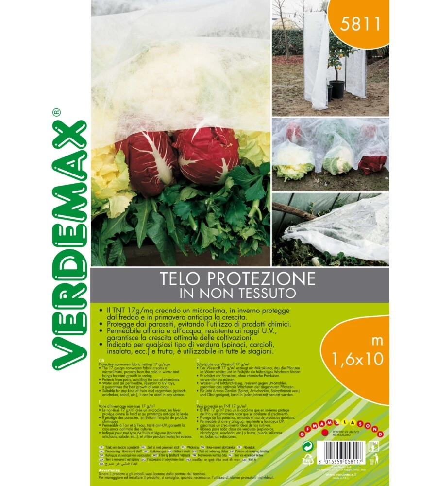 VELO DI PROTEZIONE IN NON TESSUTO - 1.6 X 10 METRI - VERDEMAX.