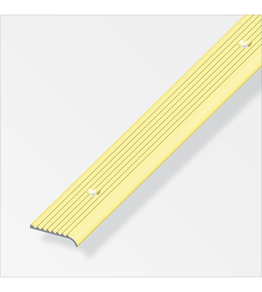 TERMINALE  25 x 6  ALLUMINIO OTTONATO  FORATO  1 METRO.