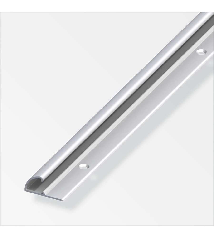 PROFILO TERMINALE   26 x 13  ALLUMINIO ARGENTO   FORATO  1 METRO.