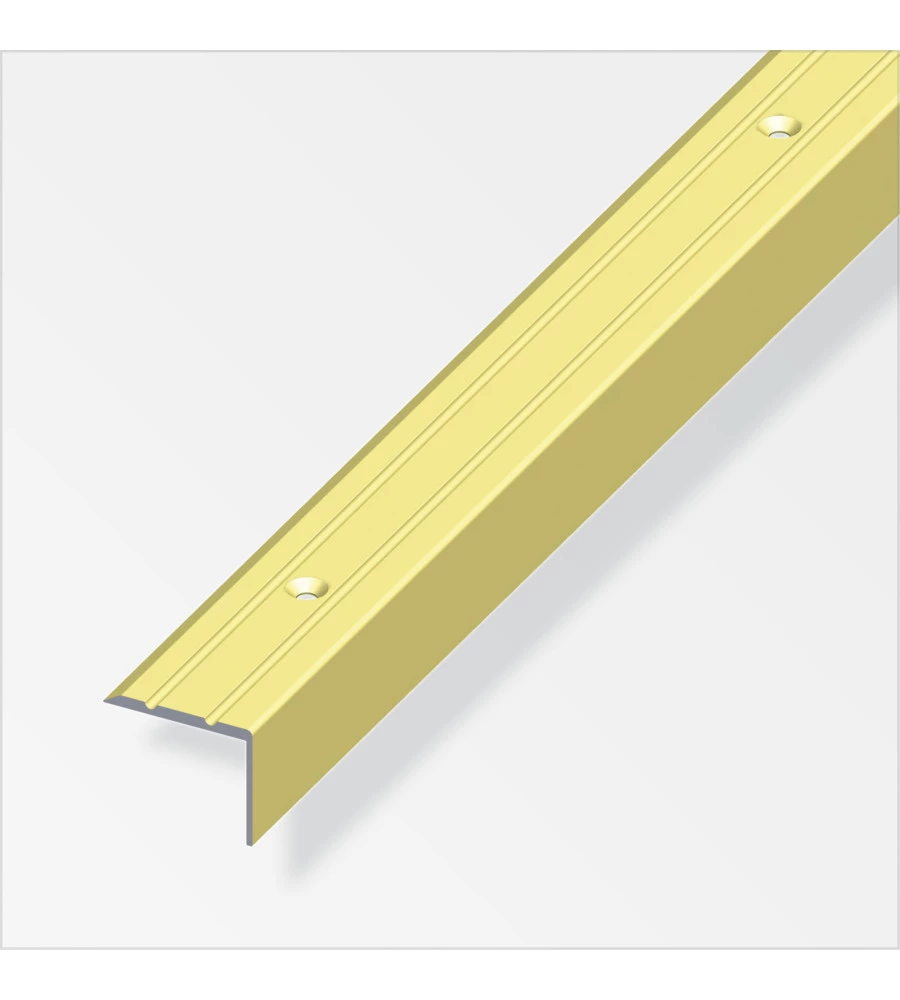 PROFILO PER SCALE 25x20 ALLUMINIO OTTONATO FORATO 1 METRO.
