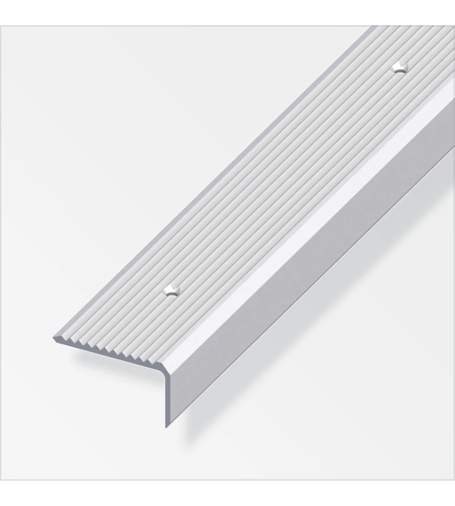 PROFILO PER SCALA  41 x 23  ALLUMINIO ARGENTO   FORATO