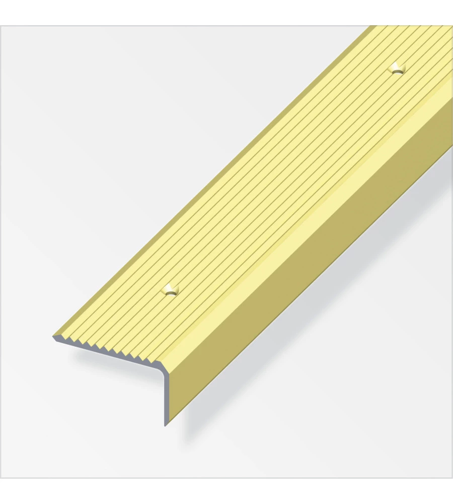 PROFILO PER SCALA  41 x 23  ALLUMINIO OTTONATO  FORATO