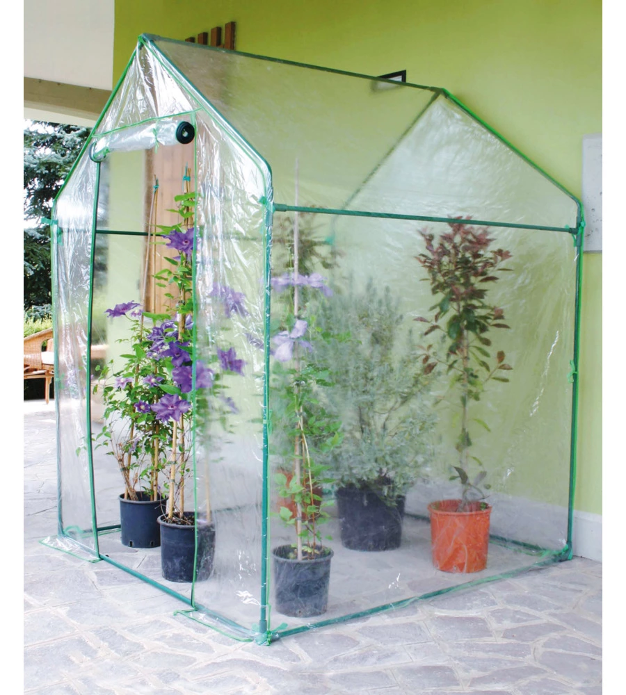SERRA DA GIARDINO A CASETTA "FRANCESCA" CON TELO IN PVC, 155X155X205 CM
