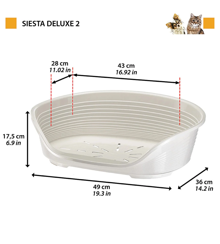 CUCCIA DA INTERNO PER CANI E GATTI "SIESTA DELUXE 2" BIANCO, 49X36X17,5 CM - FERPLAST