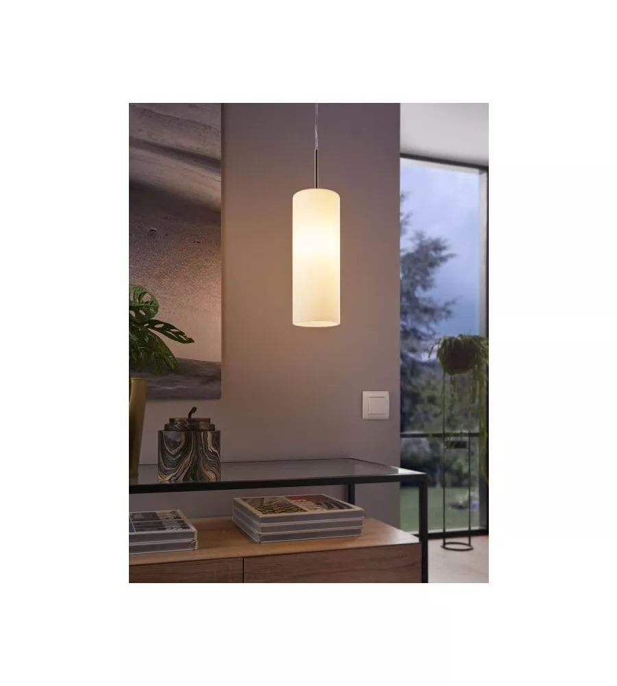 LAMPADA A SOSPENSIONE "TROY3" VETRO BIANCO,  E27