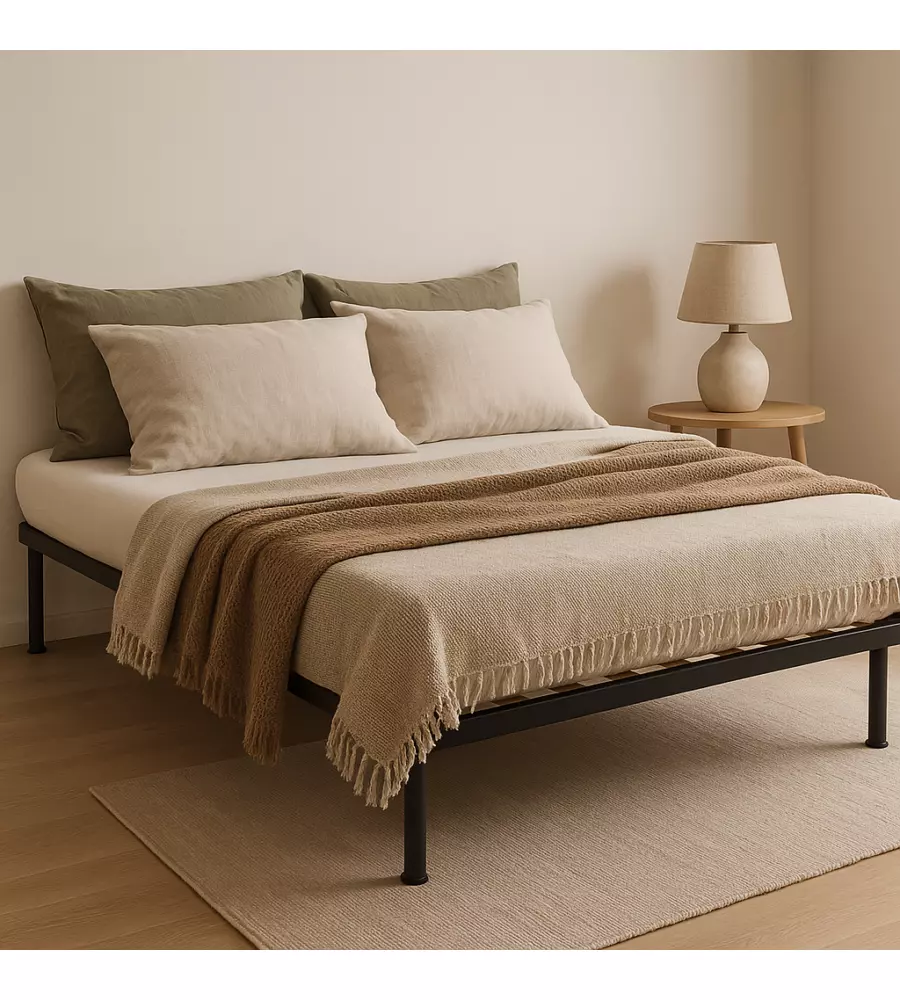 RETE MATRIMONIALE CON 13 DOGHE IN LEGNO 160X190 CM
