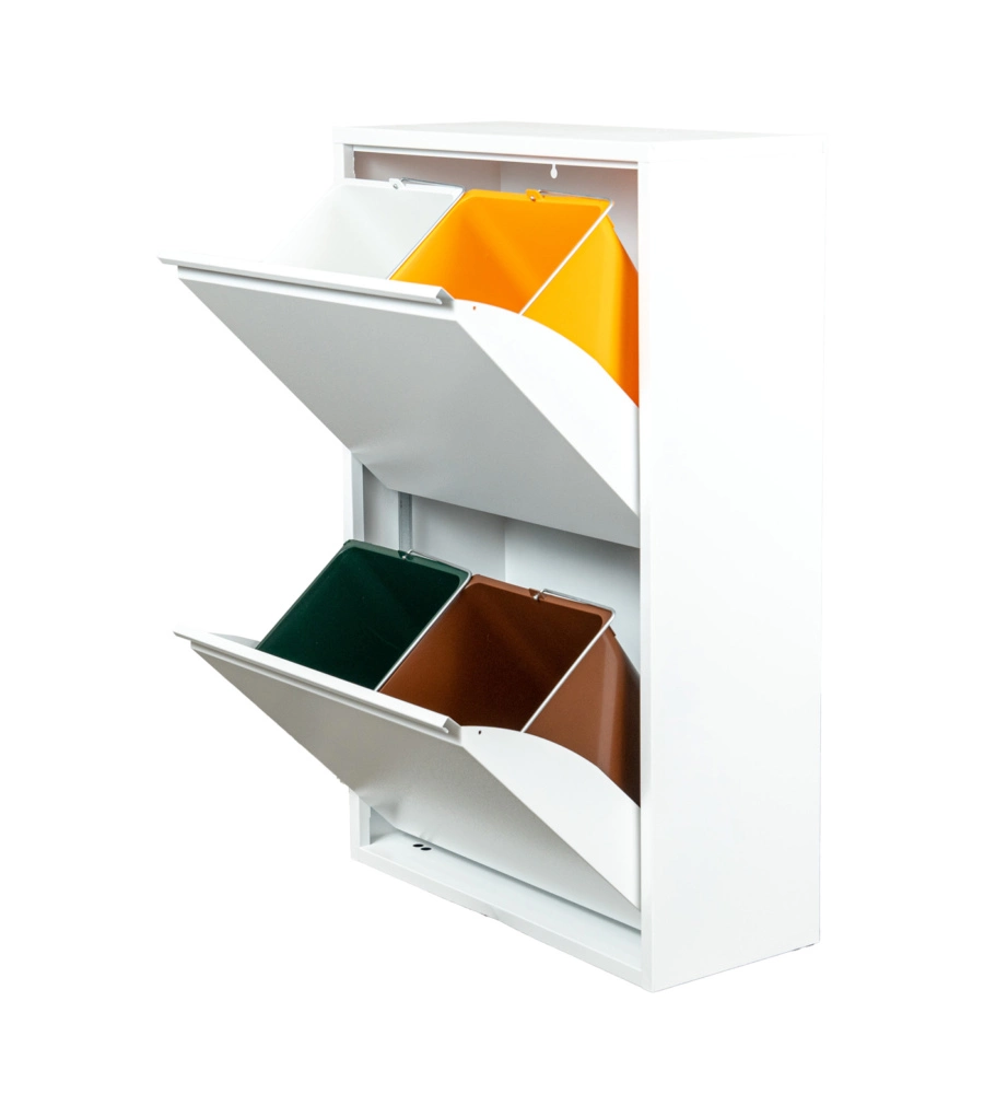 MOBILECO 4 SECCHI 18 LITRI LAMIERA BIANCA, 60X93X25 CM