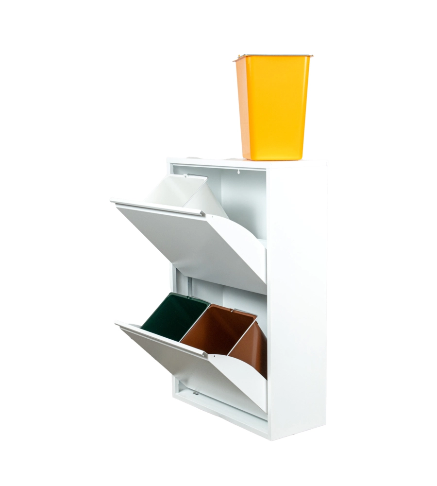 MOBILECO 4 SECCHI 18 LITRI LAMIERA BIANCA, 60X93X25 CM