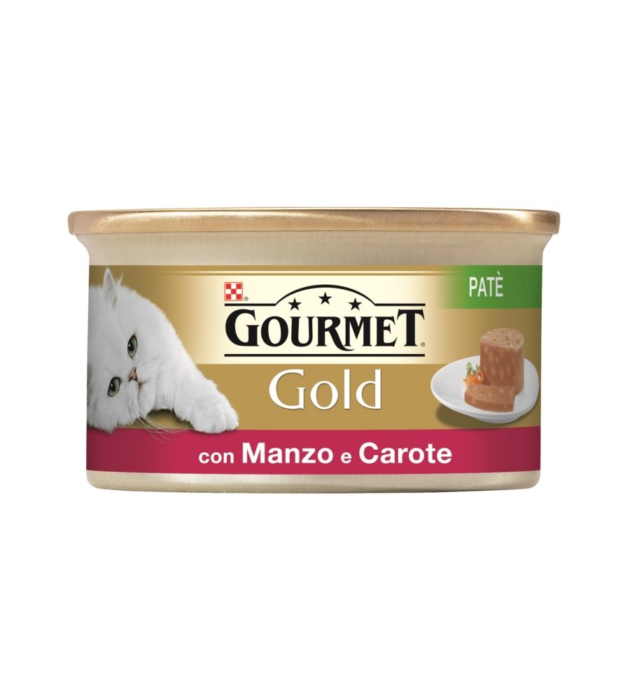 GOURMET GOLD, ALIMENTO UMIDO PER GATTO, PATÈ CON VERDURE MANZO E CAROTE.