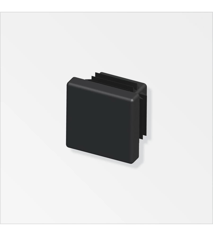TAPPO QUADRATO A LAMELLE 19.5 PE NERO 2 PEZZI.