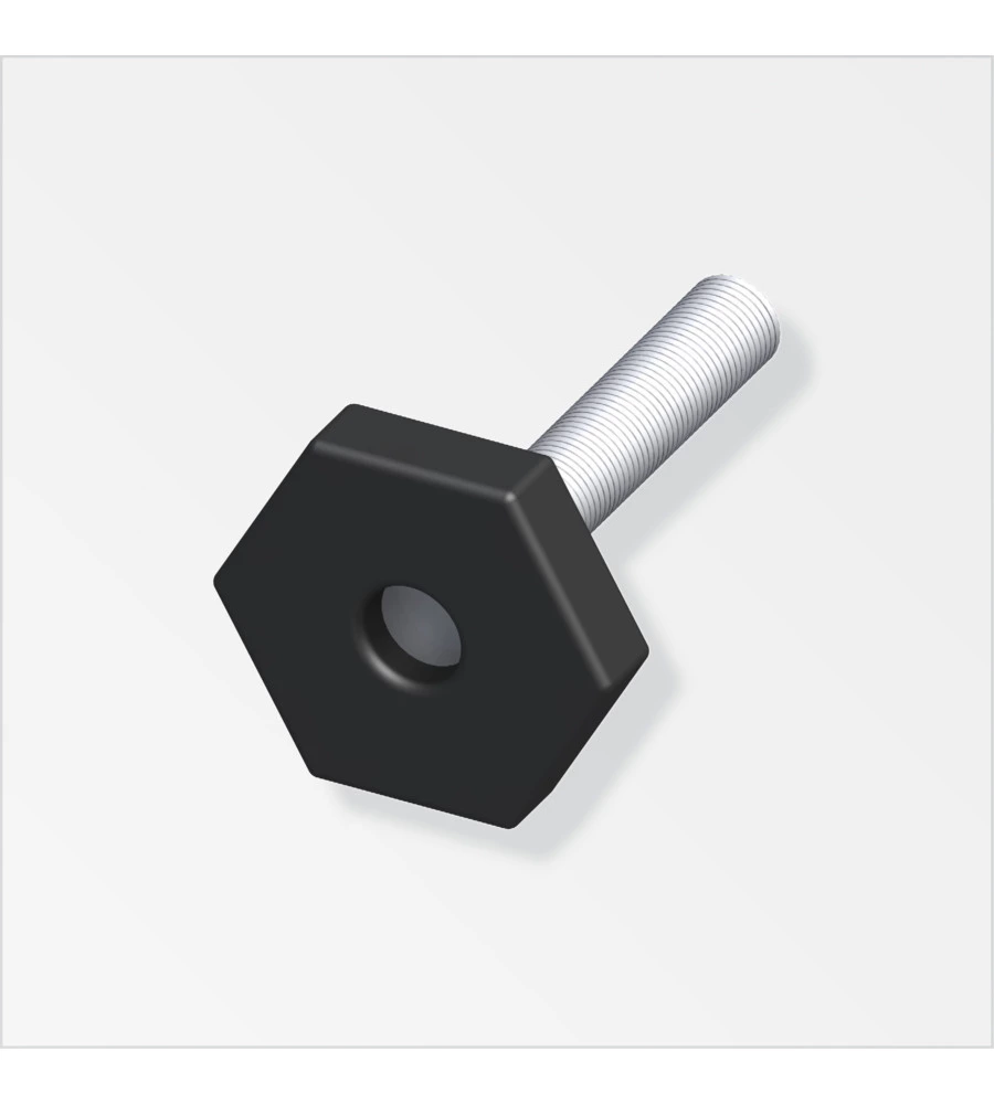 1 PIEDE DI REGOLAZIONE CON VITE M8 IN PVC NERO ZINCATO.