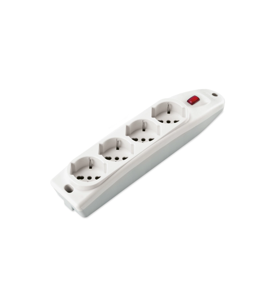 POLY POOL - PRESA MULTIPLA CON 4 PRESE PLURISTANDARD E INTERRUTTORE BIANCA