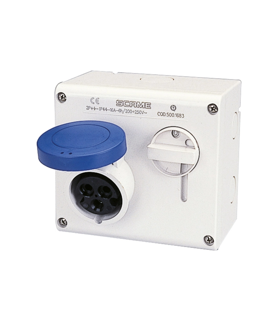 POLY POOL - PRESA DA PARETE CON DISPOSITIVO DI BLOCCO 16 A 2P+T IP44 BLU