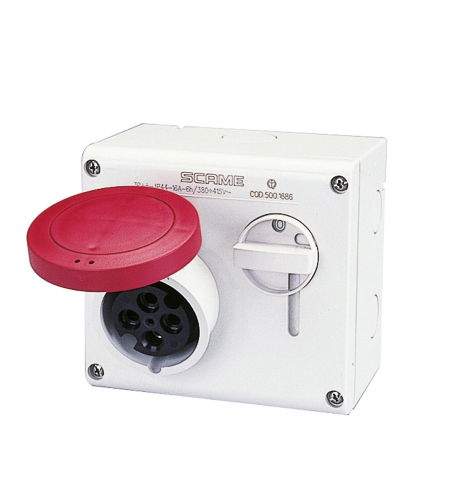 POLY POOL - PRESA DA PARETE CON DISPOSITIVO DI BLOCCO 16 A 3P+T IP44 ROSSA