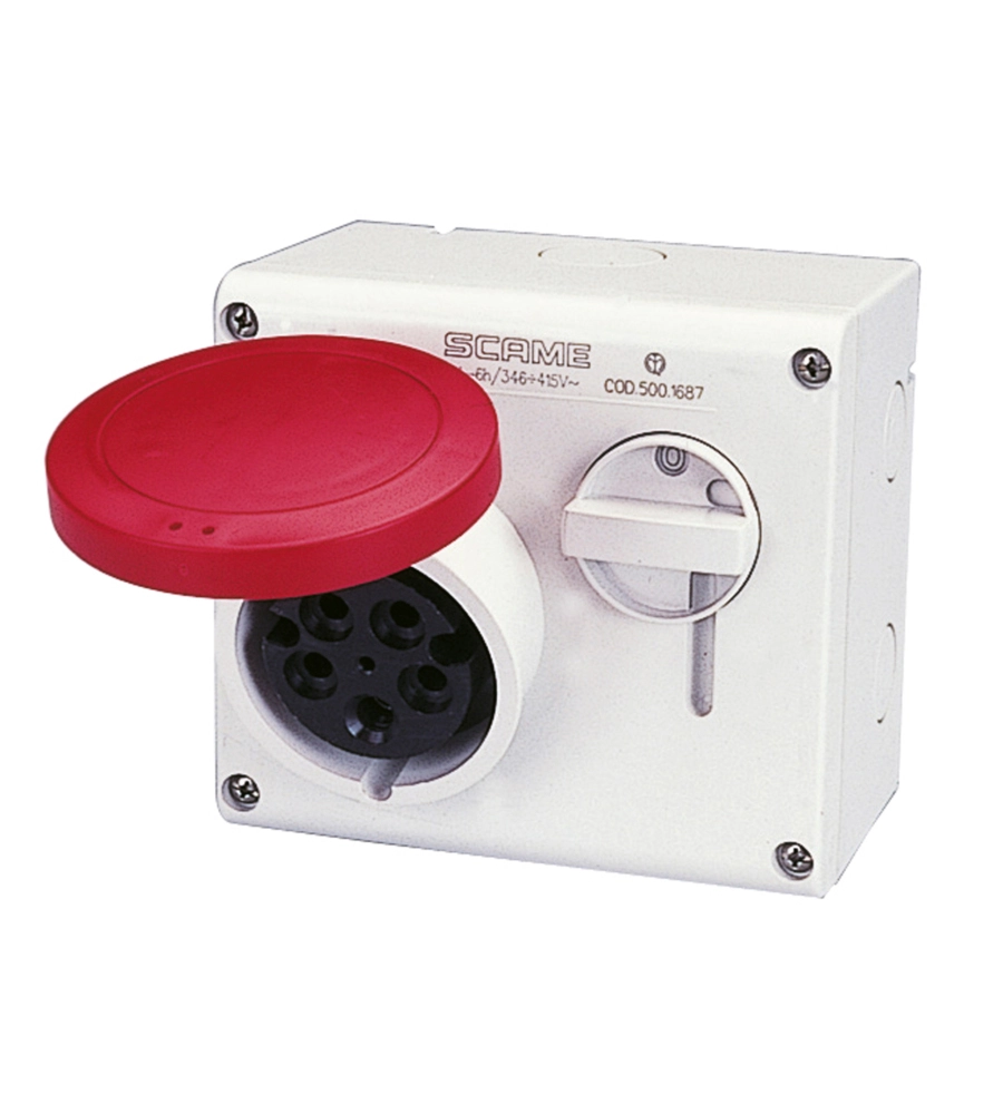 POLY POOL - PRESA DA PARETE CON DISPOSITIVO DI BLOCCO 16 A 3P+N+T IP44 ROSSA
