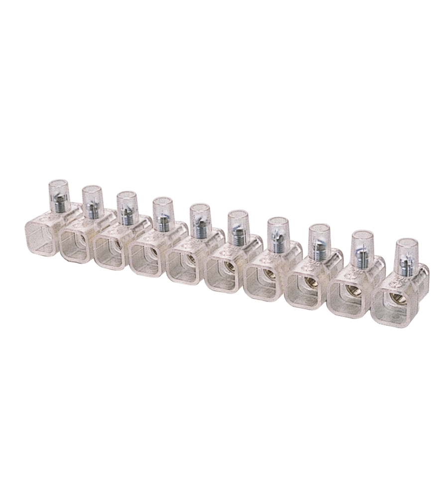 POLY POOL - STECCA DA 10 MORSETTI 450 V~ FORO Ø 6 MM SEZIONE 6 MM² TRASPARENTE