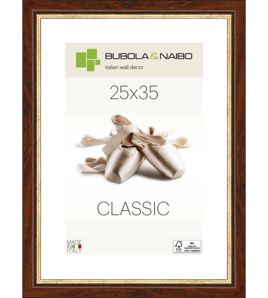 CORNICE IN LEGNO COLORE MARRONE "GRETA" - 25 x 35 CM