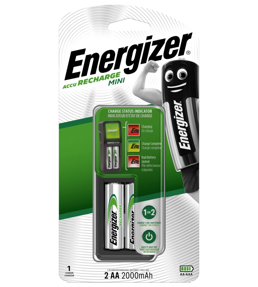 CARICABATTERIE PER BATTERIE RICARICABILI ENERGIZER "ACCU RECHARGE MINI" 2AA 2000 MAH