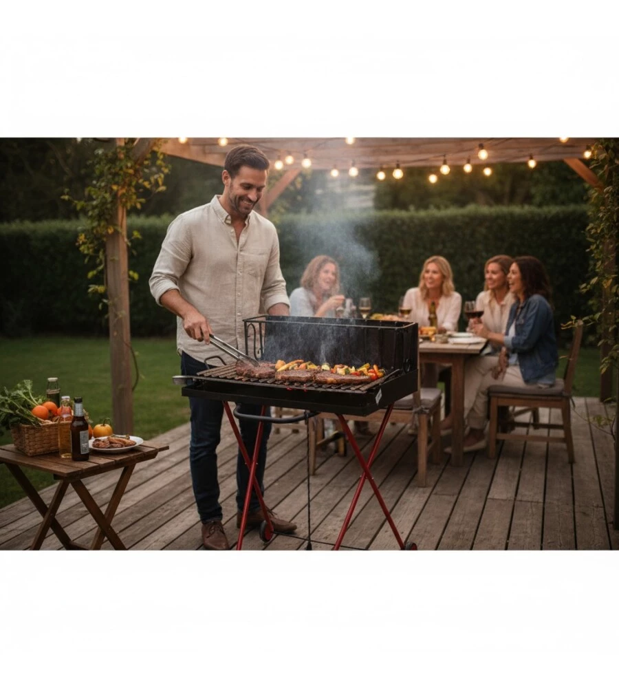 BARBECUE A LEGNA PIEGHEVOLE ARNOLD CON GRIGLIA 67X50 CM