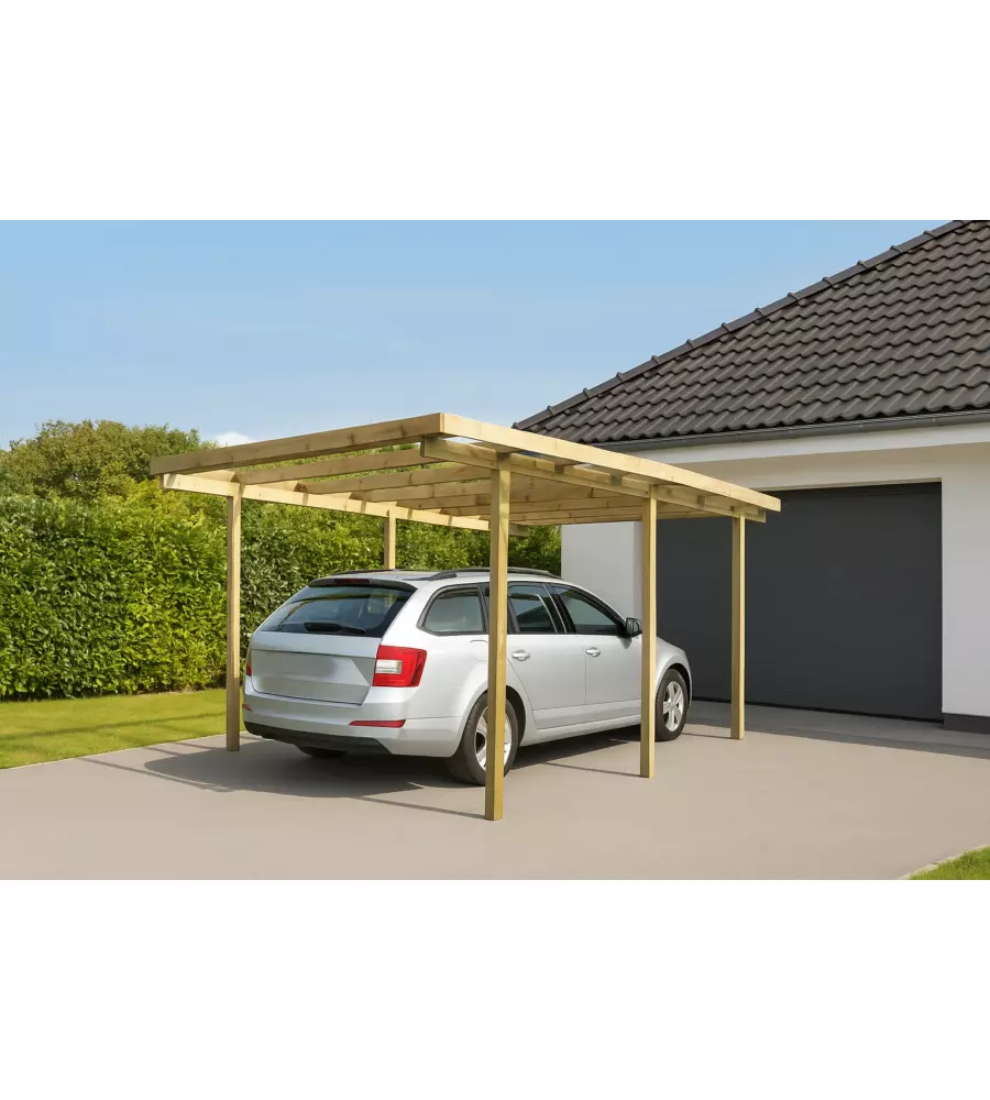 TETTOIA AUTO SINGOLA IN LEGNO 524X314X260 CM