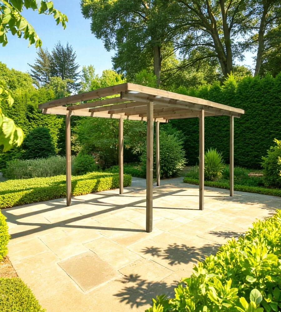 TETTOIA AUTO SINGOLA IN LEGNO 524X314X260 CM