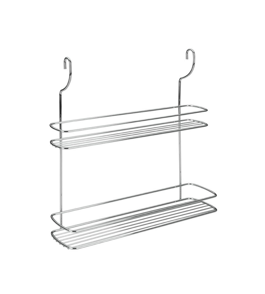 MENSOLA 2 PIANI PORTA SPEZIE CROMATO LONARDO CM. 35X9X38