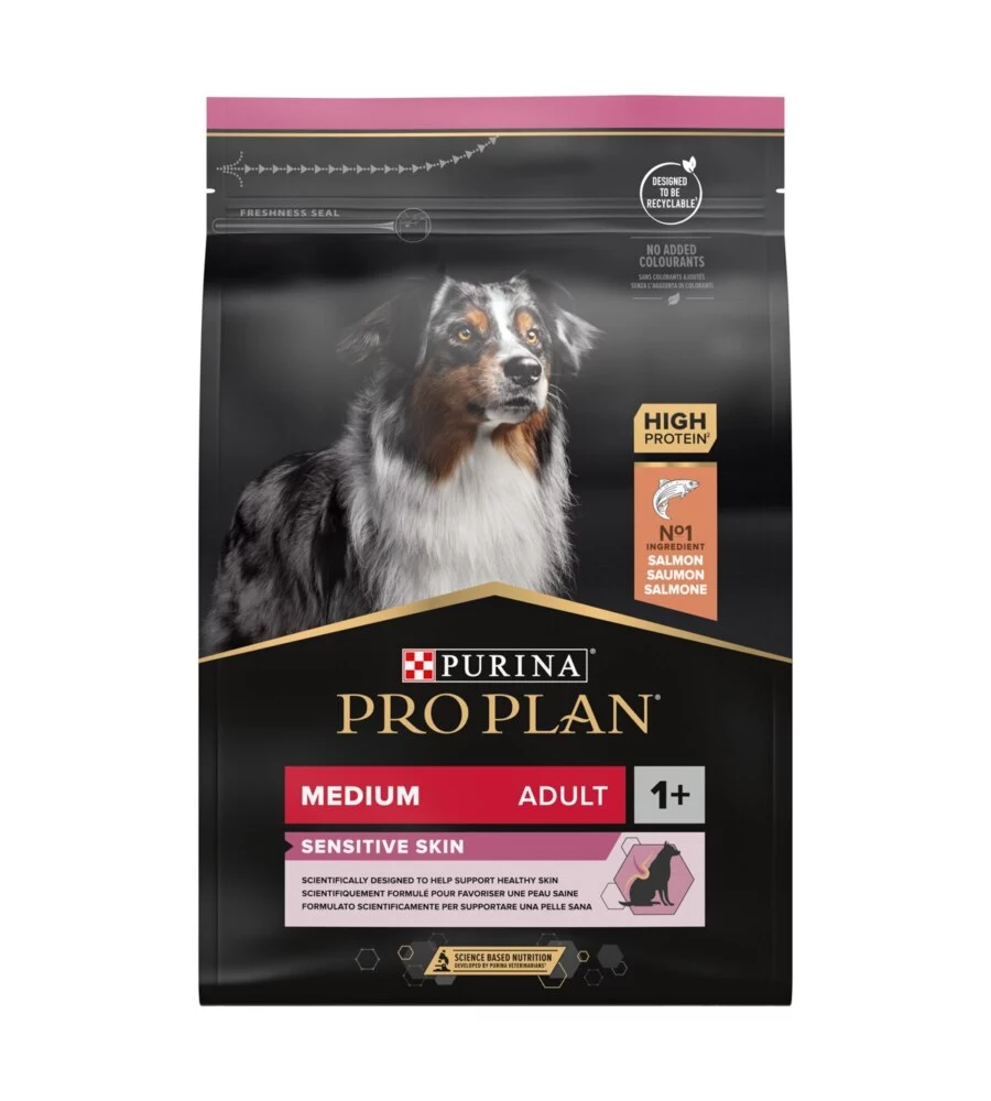 CROCCHETTE PER CANI PURINA "PRO PLAN" ADULTO DI TAGLIA MEDIA CON SALMONE SENSITIVE SKIN 3 KG