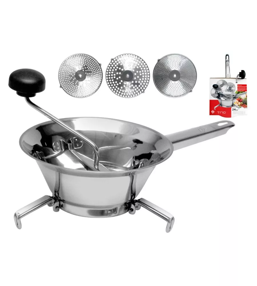 PASSAVERDURE "RONDO" IN ACCIAIO INOX 24 CM