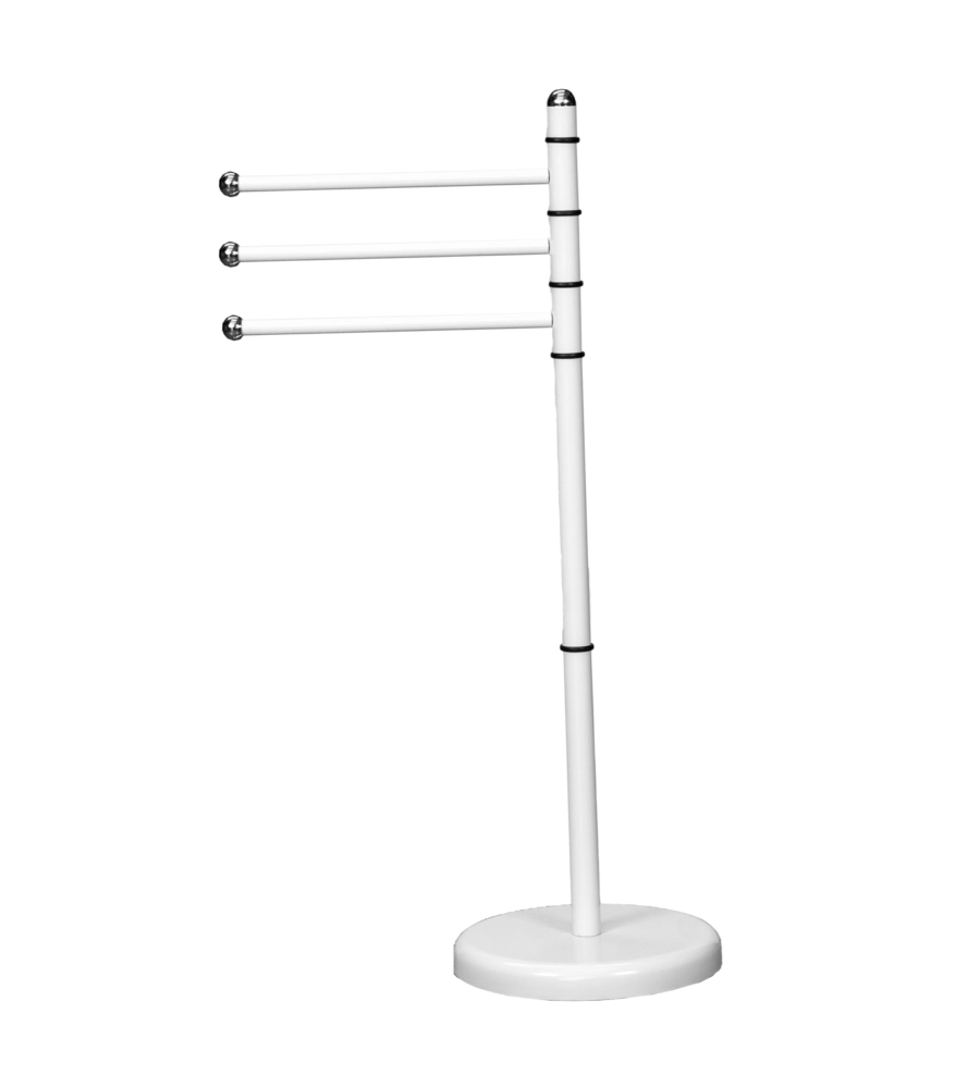 PORTA ASCIUGAMANI CON 3 BARRE PER BAGNO IN ACCIAIO BIANCO, 48,5X28X91 CM