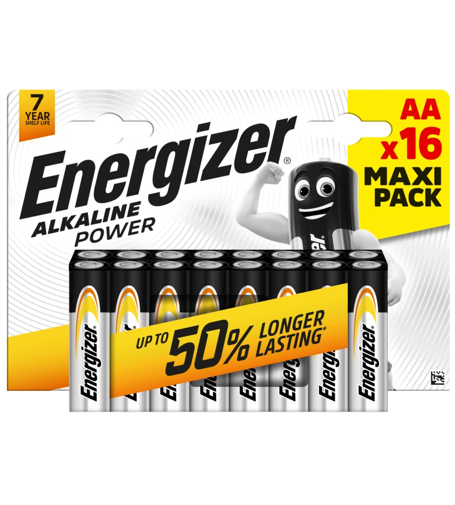 BATTERIE ALCALINE ENERGIZER "ALKALINE POWER" AA 16 PEZZI